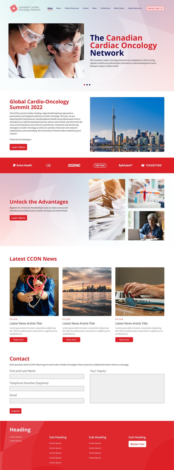 The rebuilt CCON website shown full-page on a laptop.
